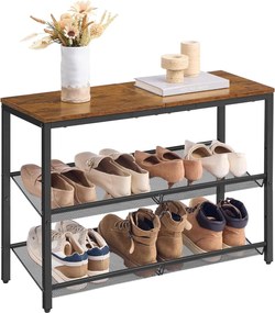 VASAGLE stojan na topánky 8x75x53cm, hnedý–tintový čierny