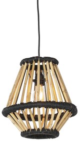 Orientálny závesný luster bambusový s čiernou 32 cm - Evalin