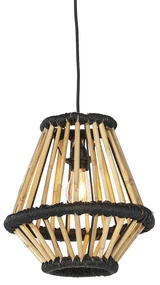 Orientálny závesný luster bambusový s čiernou 32 cm - Evalin