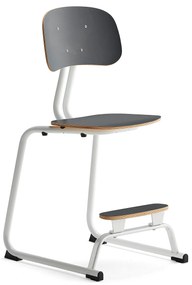Školská stolička YNGVE, podnož s klzákmi, biela, antracit, V 520 mm