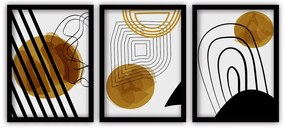 Súprava 3 obrazov v čiernom ráme Vavien Artwork Abstract Lines, 35 x 45 cm