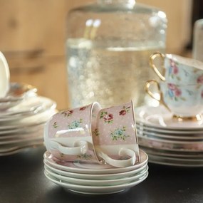 Ružová porcelánová šálka s tanierikom Laverne - Ø 15*8 / 250 ml