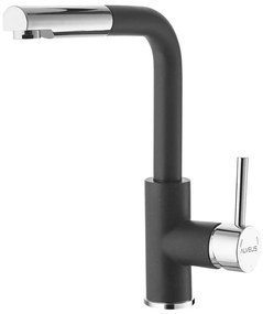 ALVEUS 1129048 - Drezová batéria s vyťahovacou sprškou SIROS 29,7 cm granit/čierna