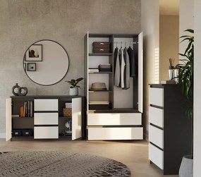 Komoda Malwa 2D3S 120 cm antracit/bílá