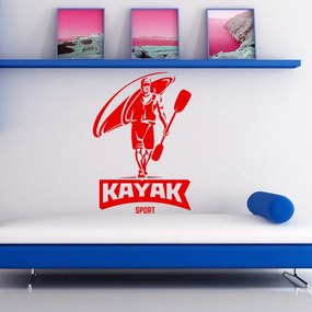 Veselá Stena Samolepka Kajak Farba: červená, Veľkosť: 100 x 69 cm