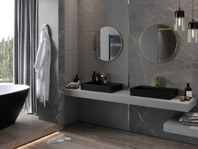 Mexen Loft, okrúhle kúpeľňové zrkadlo 65 cm, farba rámu zlatá matná, 9850-065-065-000-50