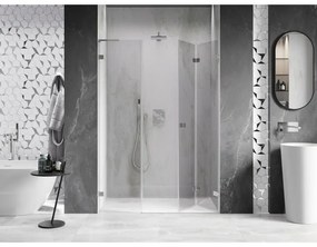 Mexen Lunar-F, L pravé sklápacie sprchové dvere 130 cm, 8mm číre sklo, oceľový profil, 836SL-130-050-97-00-P