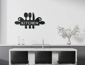 drevko Drevená dekorácia Kitchen Rozmer obrazu: 23,5 x 44,5 cm, Farba dekorácie: Čierna