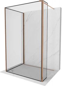 Mexen Kioto, sprchový kút typ Walk-in 110x80x40 cm, 8mm číre sklo, čierny vzor, profil ružové zlato, 800-110-080-221-60-70-040