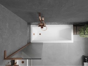 Mexen Next L, 1-krídlová vaňová zástena 50 x 150 cm, 6mm sklo s rebrovým vzorom, ružové zlato profil, 895-050-000-03-09-60