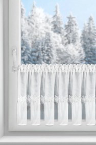 KRÁTKA VIANOČNÁ ZÁCLONA NA PÁSKE FLAKE 150X40 CM BIELA