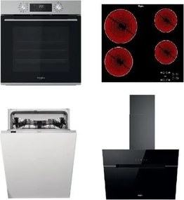 Whirlpool rúra OMK58CU1SX + sklokeramická varná doska AKT8090NE + vstavaná umývačka riadu 60cm WIC3C26F + komínový odsávač pár 60cm WHVP62FLTSK
