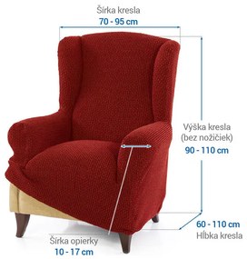 Super strečové poťahy NIAGARA tehlová kreslo ušiak (š. 70 - 95 cm)