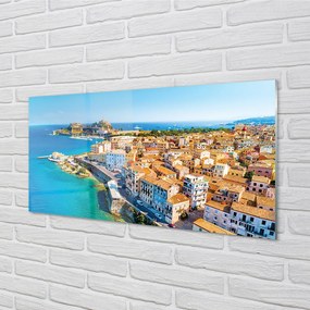Obraz na akrylátovom skle Grécko morské pobreží mesto 125x50 cm