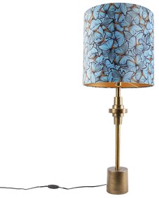 Stolná lampa bronzová so zamatovým tienidlom s motívom motýľa 40 cm - Diverso