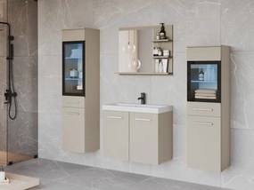 Kúpeľňový nábytok Apogon I, Farby: kašmírová béžová, Sifón: bez sifónu, Osvetlenie: osvetlenie LED RGB - farebné, Umývadlová batéria: nie