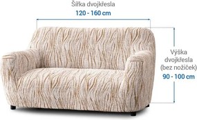 Bielastické poťahy UNIVERSO NOVÉ žíhané béžové dvojkreslo (š. 120 - 160 cm)