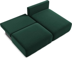 Tmavozelená zamatová rozkladacia/s úložným priestorom rohová pohovka (pravý roh/s leňoškou) Kalena – Makamii