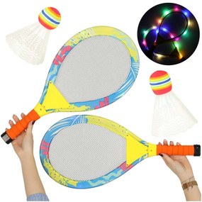 KIK Bedmintonová sada s LED osvetlením, 2 rakety a 2 šípky