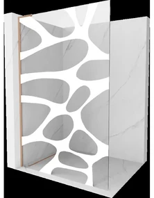 Mexen Kioto L sprchová stena Walk-in 120 x 200 cm, biely vzor, brúsená meď - 800-120-103-65-85