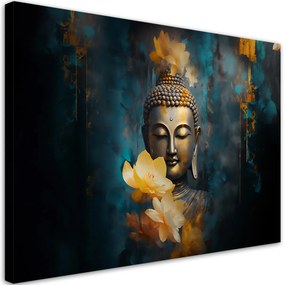 Obraz na plátně, socha buddhy padajícího lotosového květu - 100x70 cm
