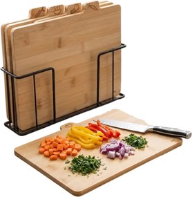 Orion Set 4 ks bambusových dosiek v praktickom stojane