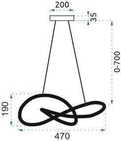 Toolight - LED závesné svietidlo APP817-CP + diaľkové ovládanie, čierna, OSW-04027