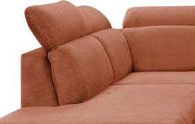 Rohová sedačka Aldon, tehlová štruktúrovaná látka, ľavý roh