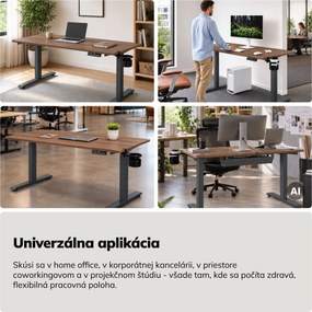 Elektrický stôl s reguláciou výšky ergonomický antracitový/orech,1400x700 mm: ARIA