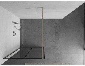 Mexen Kioto, sprchová zástena Walk-In 90 x 200 cm, 8mm číre sklo čierny vzor, brúsená oceľ profil, 800-090-101-97-77