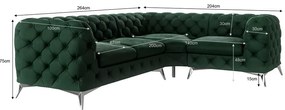 Tmavozelená zamatová rohová pohovka (pravý roh/do L) Chelsea – Ropez