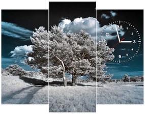 Gario Obraz s hodinami Záhadné silné stromy - 3 dielny Rozmery: 90 x 70 cm