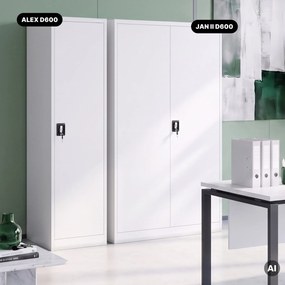 Skriňa na spisy kartotéková na kľúč biela, 450x1850x600 mm: ALEX D600