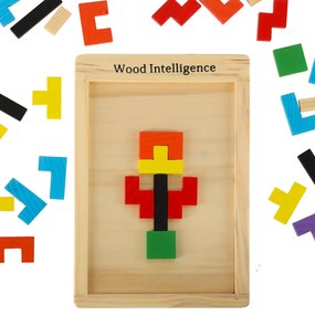 KIK Drevené puzzle tetris bloky 40el.