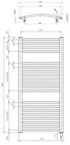 Aqualine Aqualine, ORBIT-E elektrické vykurovacie teleso, oblé, 450x960 mm, 300W, biela, ILEO94T
