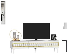 TV stolík/skrinka Vadiki 2 (biela + zlatá) . Vlastná spoľahlivá doprava až k Vám domov. 1095403