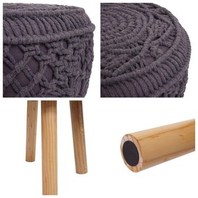 Taburetka J43 80482 - macrame, látka / drevo, 45 x 41cm - Tmavo sivá