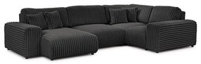 Tmavosivá menčestrová rohová pohovka (pravý roh/do tvaru "U") Justin – Ropez