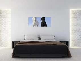 Obraz - Kone v zime (120x50 cm)