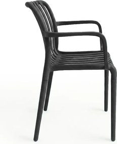 Záhradný set TREGO ISLAND - 2 stoličky s opierkami a okrúhly stôl ø 60 cm, antracitová