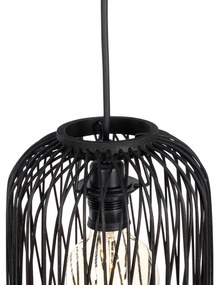 Inteligentné vonkajšie závesné svietidlo čierny ratan 3-svetlo vrátane LED - Calamus