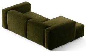 Zelená menčestrová rohová pohovka (ľavý roh/s leňoškou) Bergamo – Cosmopolitan Design