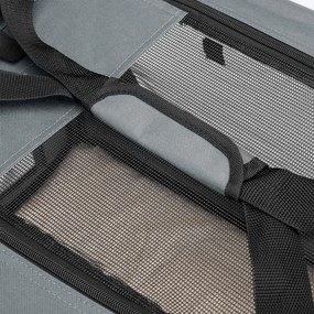 Skladací prepravný box pre psov, sivý, s posteľou, veľkosť S