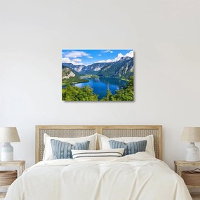 Sklenený obraz - Halštatské jazero, Hallstatt, Rakúsko (70x50 cm)
