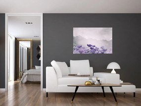 Obraz - Fialové kvety v horách (90x60 cm)