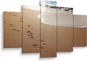 Obraz - stopy v piesku a more (150x105 cm)