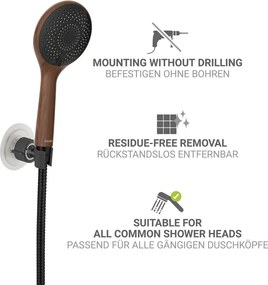 Čierny plastový držiak na sprchu bez vŕtania Libertà – Wenko