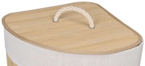 Rohový kôš na bielizeň 60 l bambusový béžový