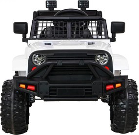 Ramiz Autíčko Jeep Dark Night na batérie pre deti biele + pomalý štart + EVA kolesá + LED audio