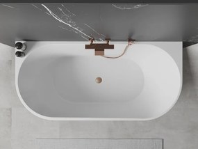 Mexen Oval, voľne stojaca nástenná vaňa 160 x 80 cm, biela, medený prepad, 52671608000-65